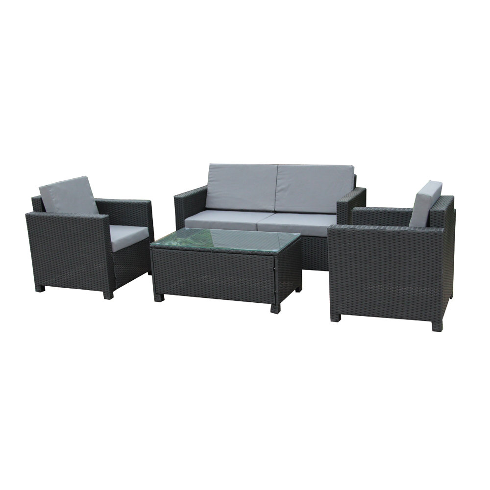 Wrought Studio Cross Wicker Indoor Outdoor Comfortable 4 Piece Wrought Studio Cross Wicker Indoor Outdoor Comfortable 4 Piece Rattan Sofa Seating Group With Cushions Wayfair