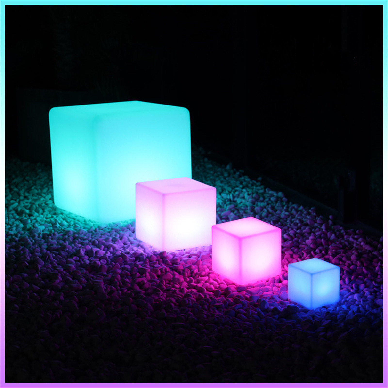 USB Rechargeable LED Cube Shape Night Light with Remote Control for Bedroom 