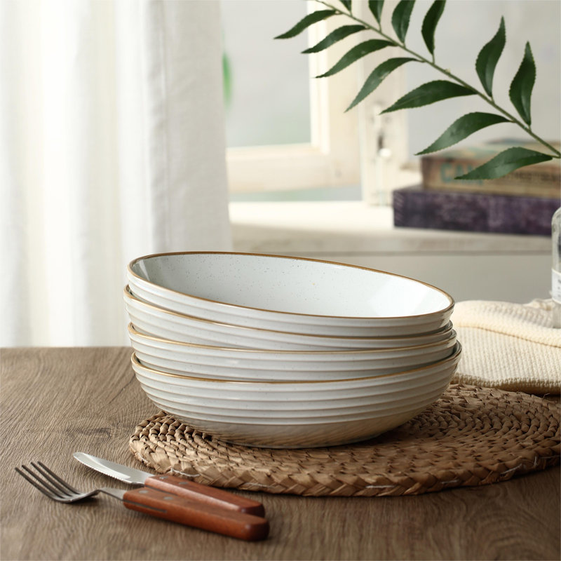 Kellison Latitude Run Stoneware 30oz Large Pasta Bowl (Set of 4)