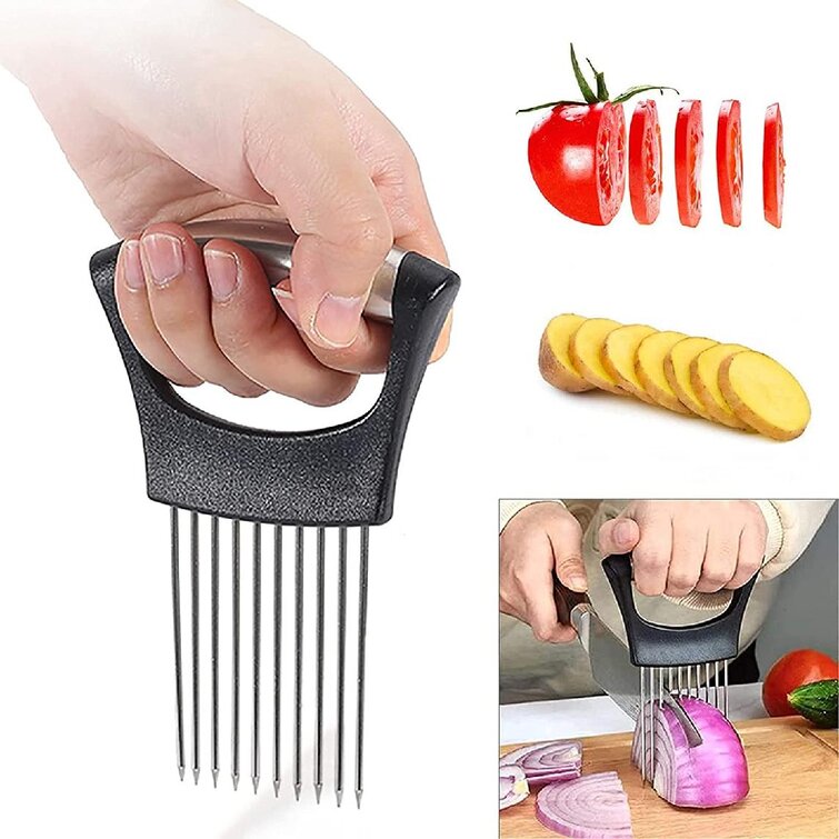 Stainless Steel Onion Holder Slicer Vegetable Kitchen Easy Cutter Assistant Tool