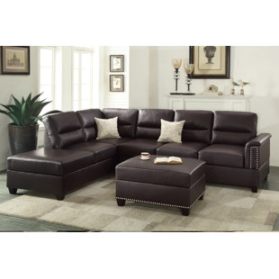 Bobkona Toffy Reversible Sectional With Ottoman by Poundex Great price