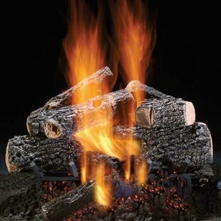 Magnificent Charred Oak Vented Natural Gas/Propane Fireplace Log Set By HargroveGasLogs