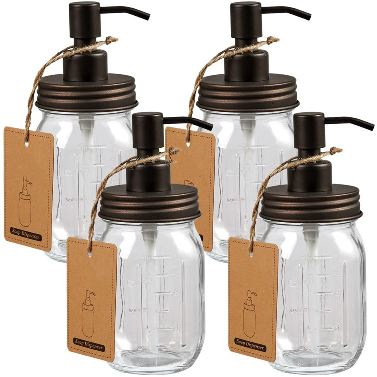Rust-Proof Stainless Steel Farmhouse 2-Pack Mason Jar Soap Dispenser Lids 