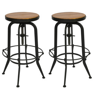 Dunamoy Adjustable Height Swivel Bar Stool (Set of 2) by