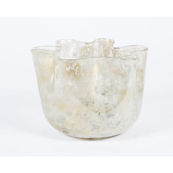 Online Designer Combined Living/Dining Ruffled Neck Hand Blown Glass Decorative Bowl