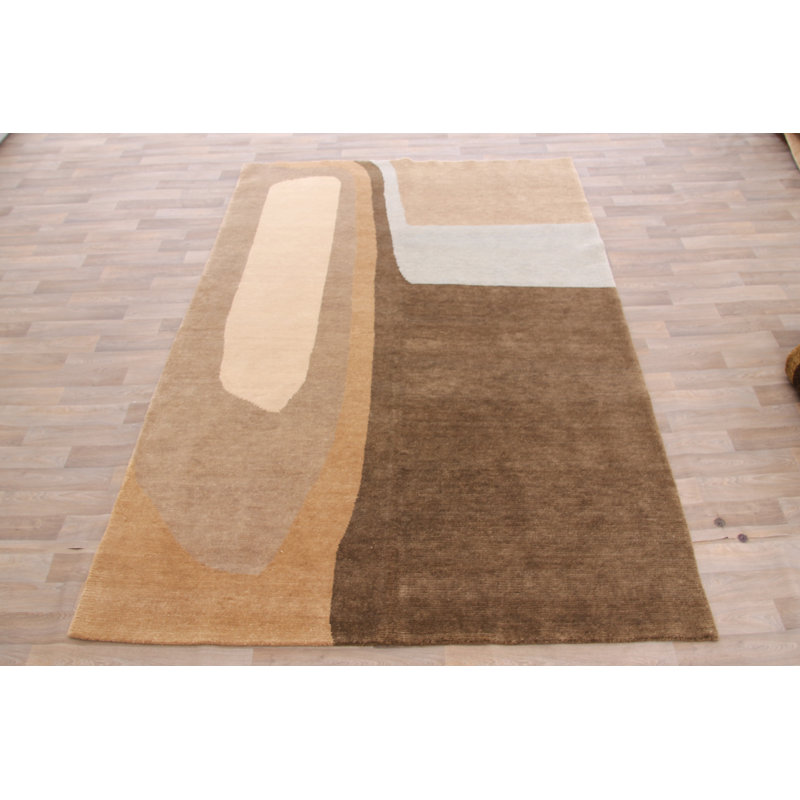 George Oliver One Of A Kind Mcandrews Hand Knotted Brown 6 2 X 9 1 Wool Area Rug Wayfair