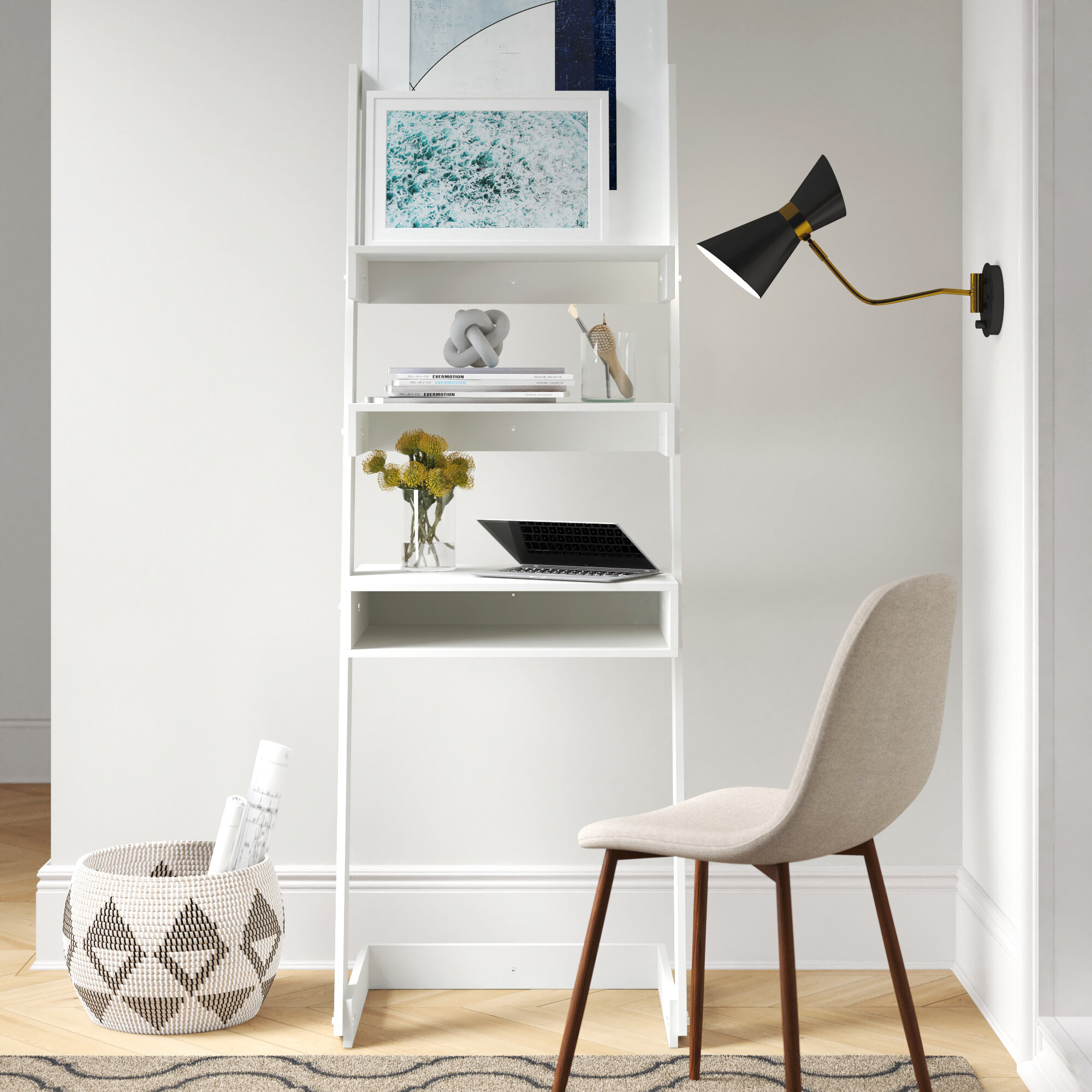 white gloss ladder desk