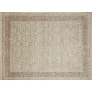 One-of-a-Kind Tabriz Indo Alfie Hand-Knotted Ivory Area Rug