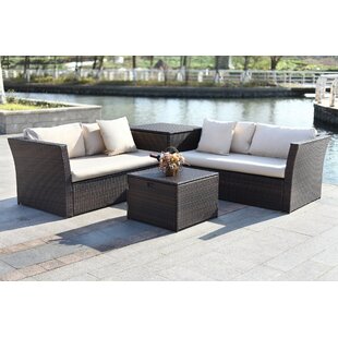 View Marguerite 4 Piece Rattan Sectional Seating Group with