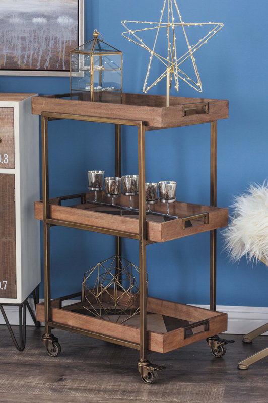 Cole Grey Metal Wood Bar Cart Reviews Wayfair Metal Wood Bar Cart
