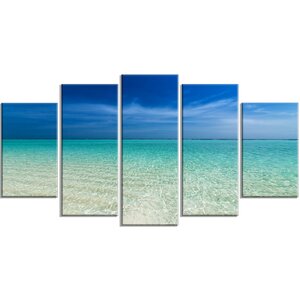 'Turquoise Ocean Under Blue Sky' 5 Piece Photographic Print on Wrapped Canvas Set