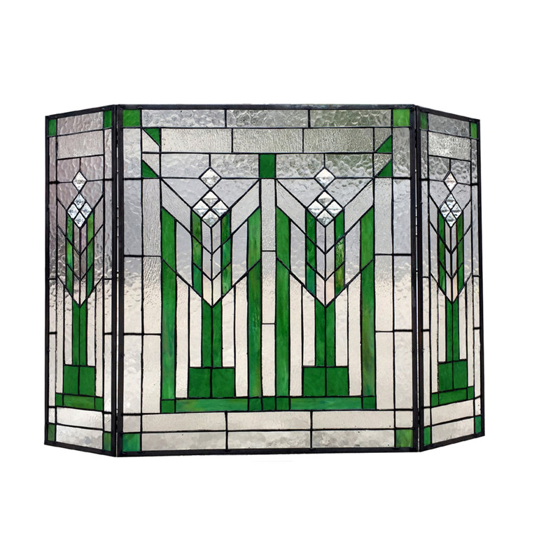 Chloe Lighting Benjamin Mission Folding 3 Panel Glass Fireplace