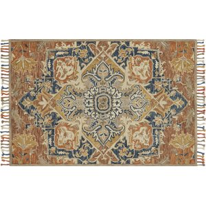 Rana Hand-Hooked Wool Rust/Blue Area Rugu00a0