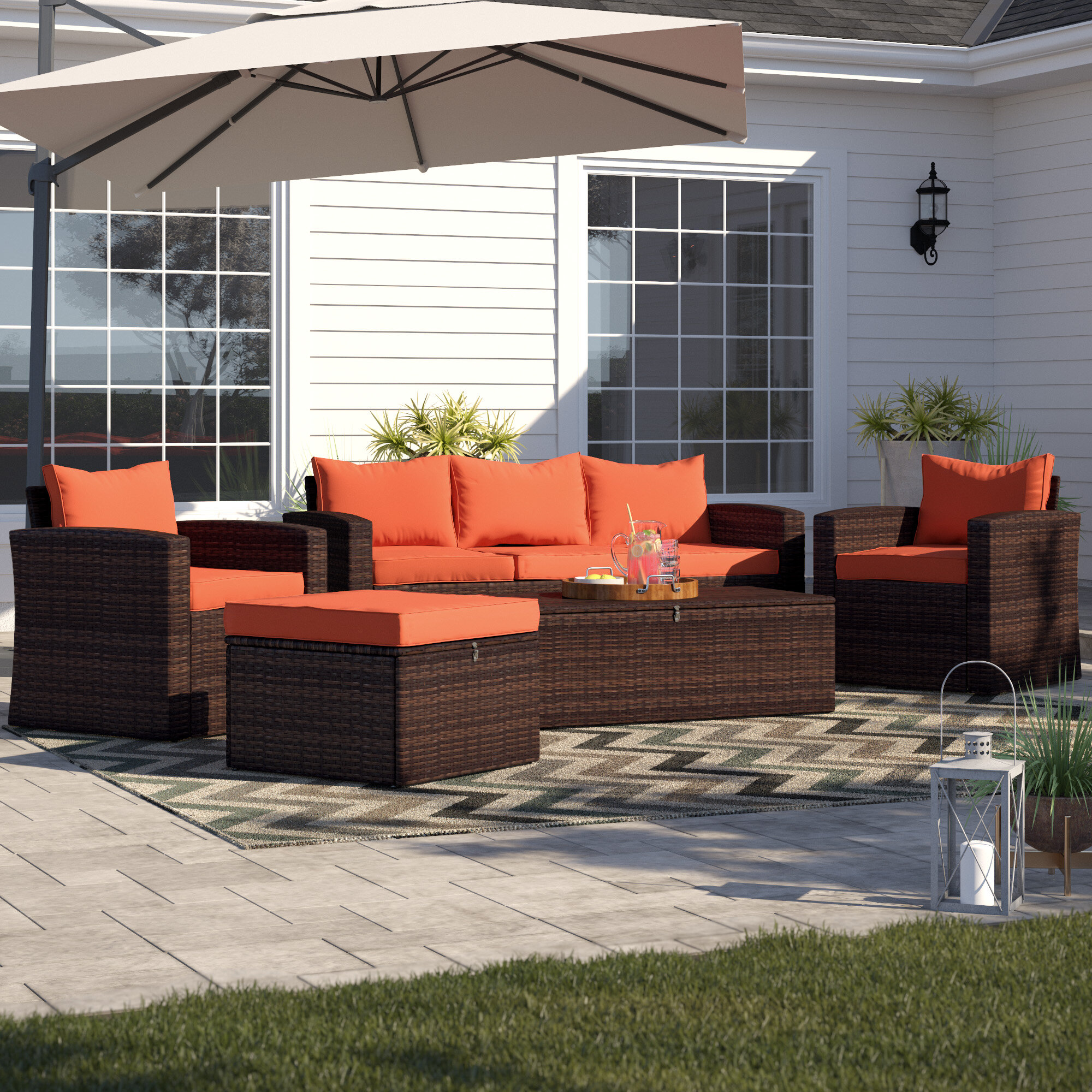 wayfair brown wicker patio furniture