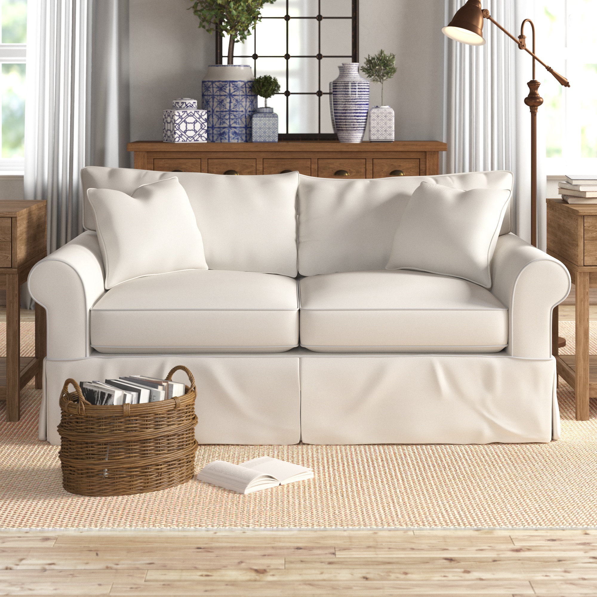 Leggett 65 Slipcovered Rolled Arm Loveseat Reviews Birch Lane