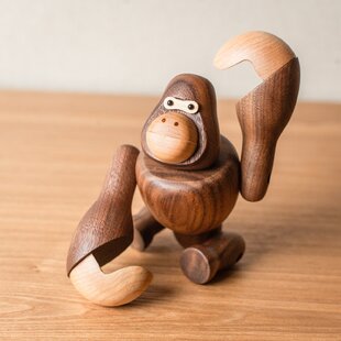 8" MONKEY WOOD BOWL HAND CARVED FROM SUAR WOOD APE GORILLA