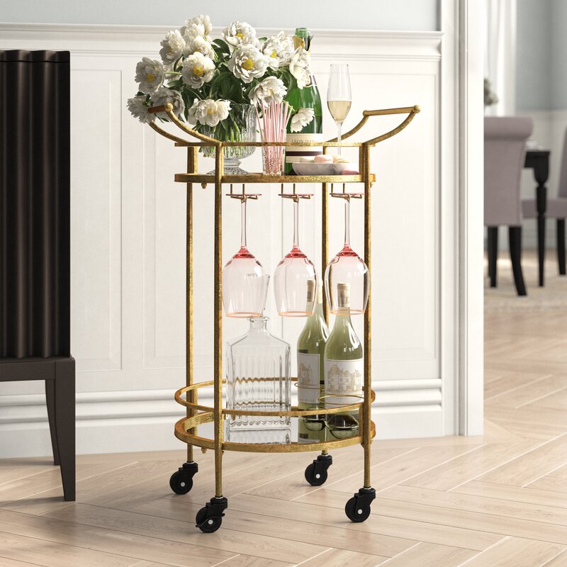 House of Hampton® Round Metal Bar Cart & Reviews | Wayfair