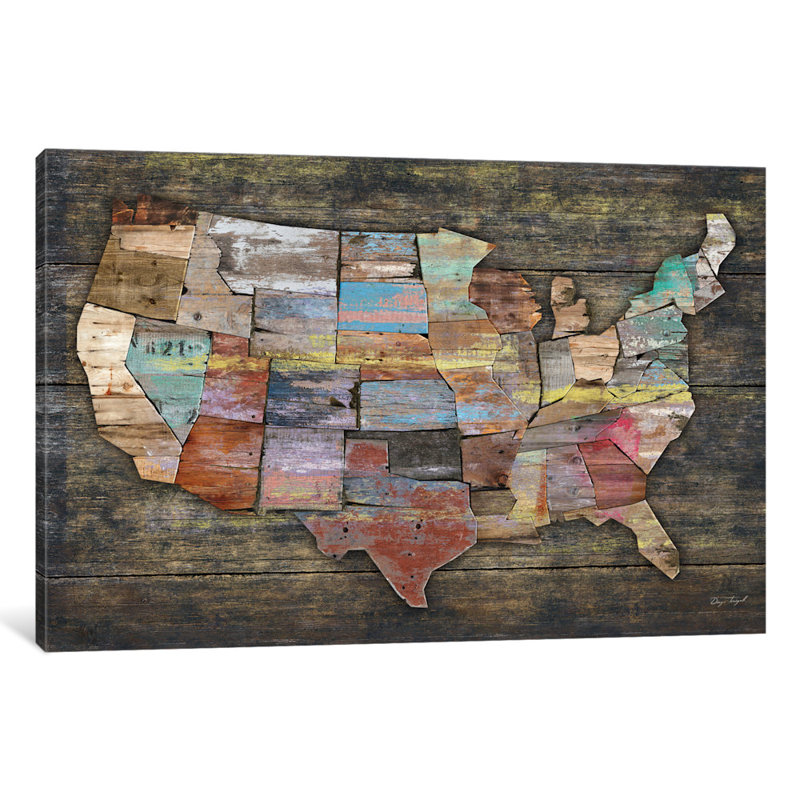 East Urban Home Usa Map I Painting Print On Canvas Reviews Wayfair