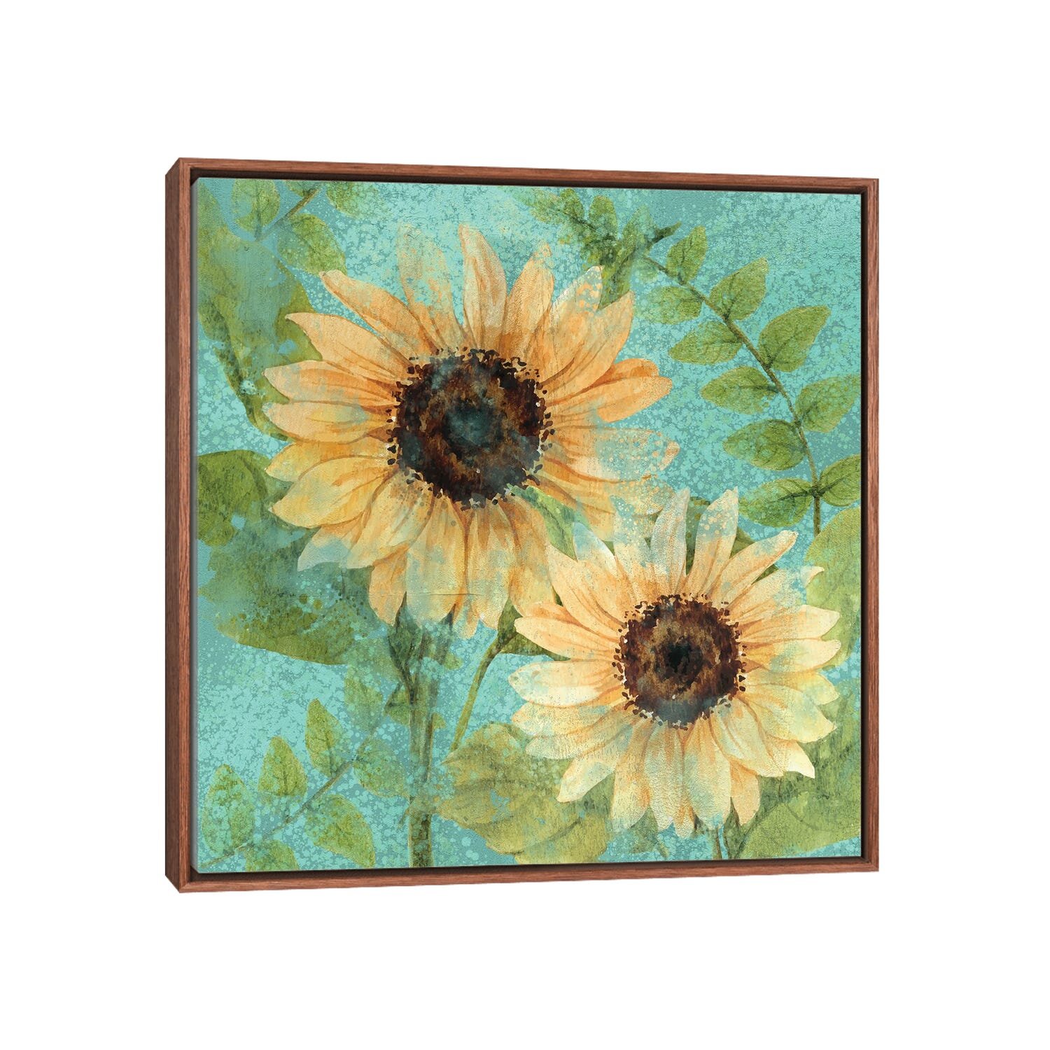 August Grove Sunflower Teal by Kimberly Allen - Painting on Canvas ...