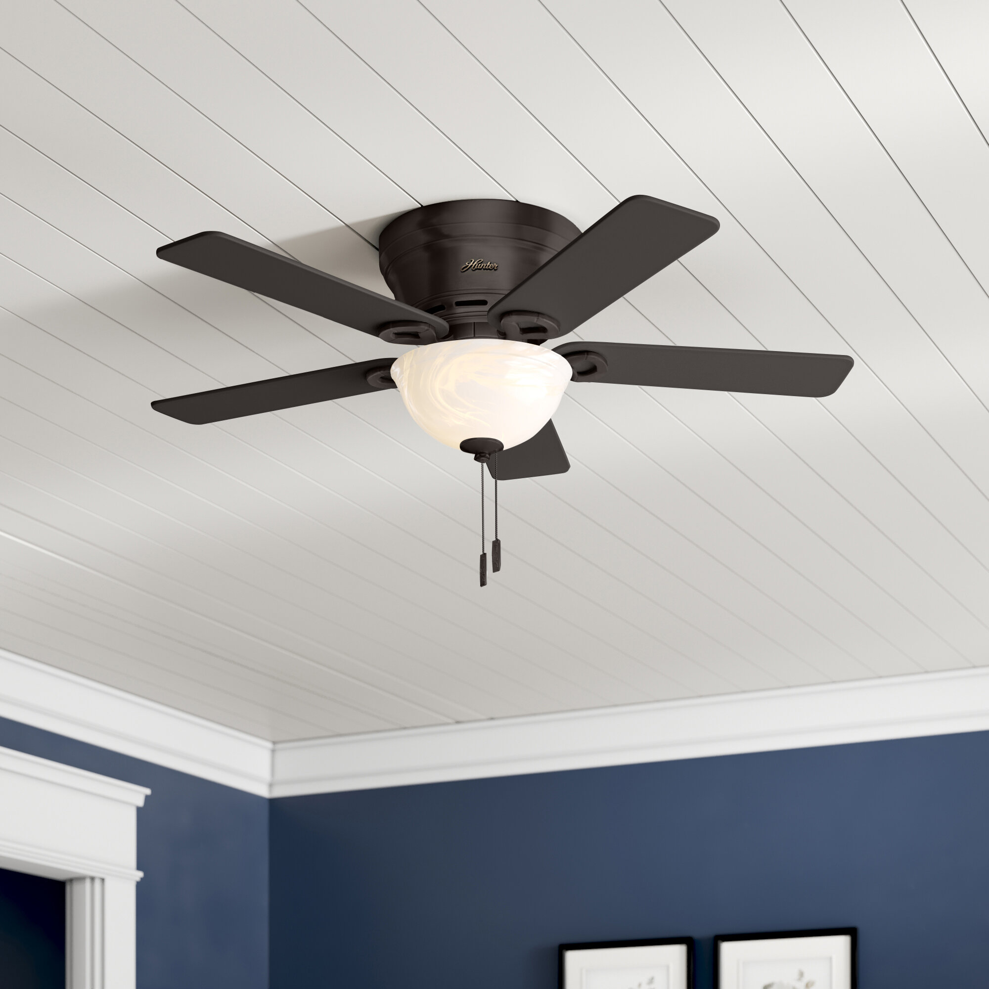 Rustic Ceiling Fan Hunter Low Profile IV 42" Indoor New Bronze Finish Dry Rated 