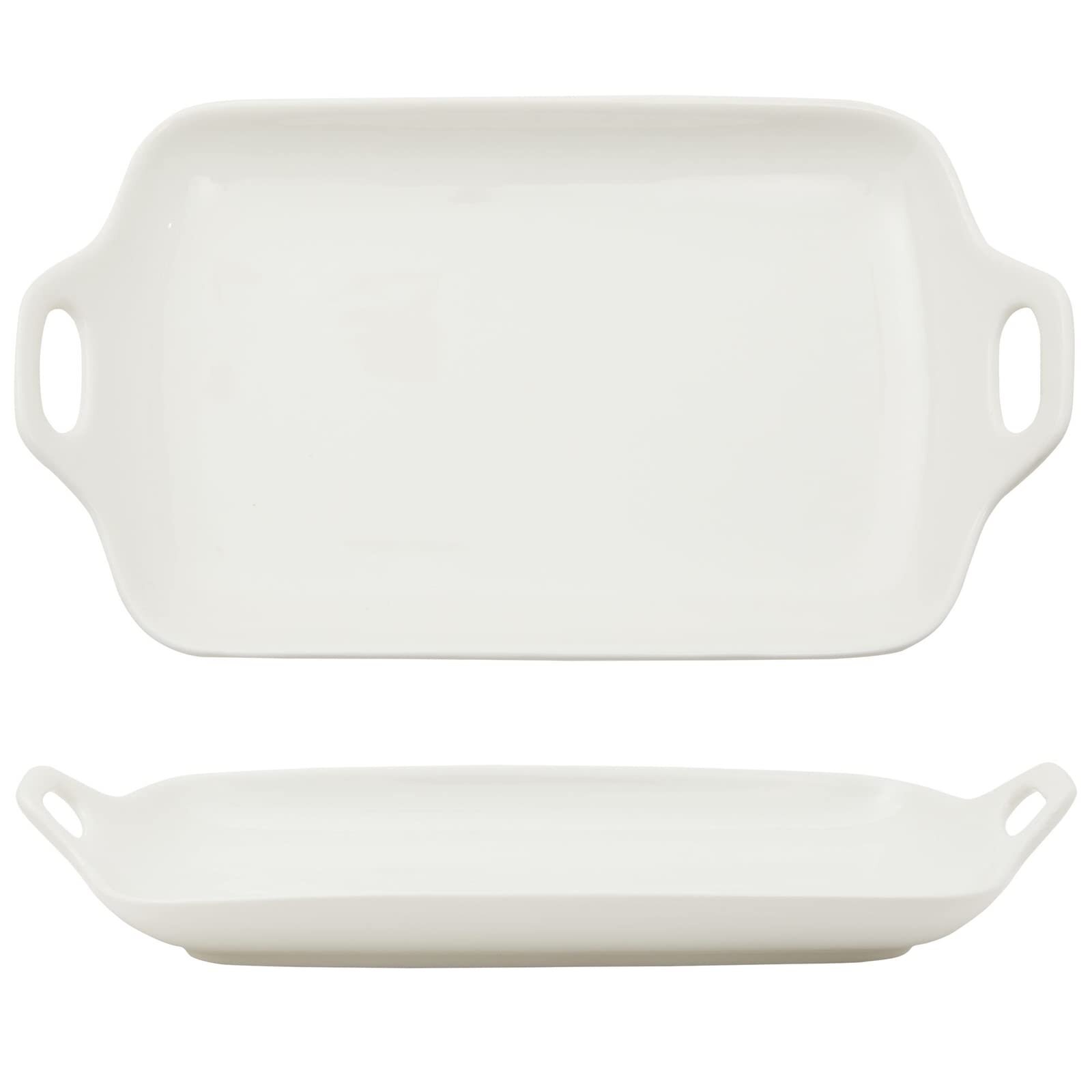 Latitude Run® Ceramic Serving Platter With Handles 2 Pack Porcelain Rectangular Trays For 8701