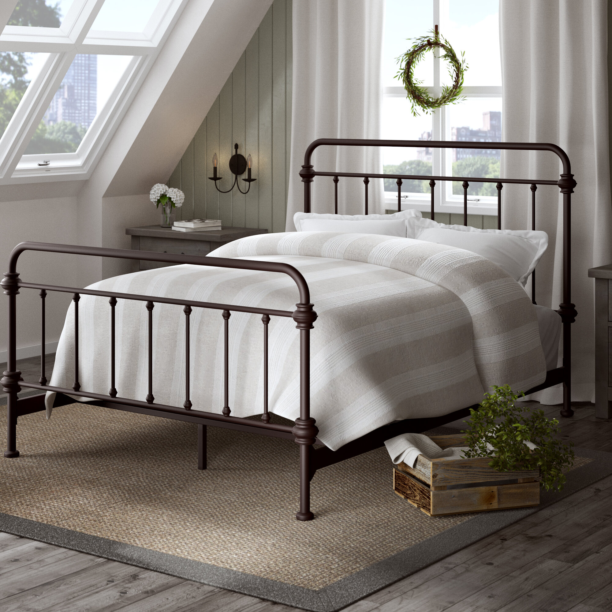 rod iron bed king
