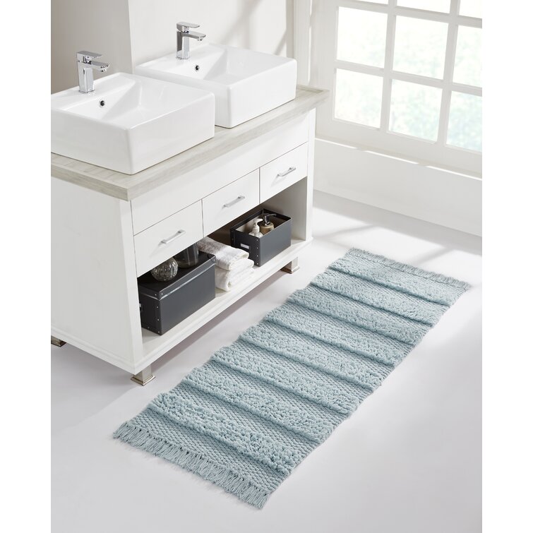 VCNY Home Bath Rug-Ultra Plush with Non-Slip Backing-Optimal Absorbency for Bathroom Navy/White 17 x 24 Stripe Collection 