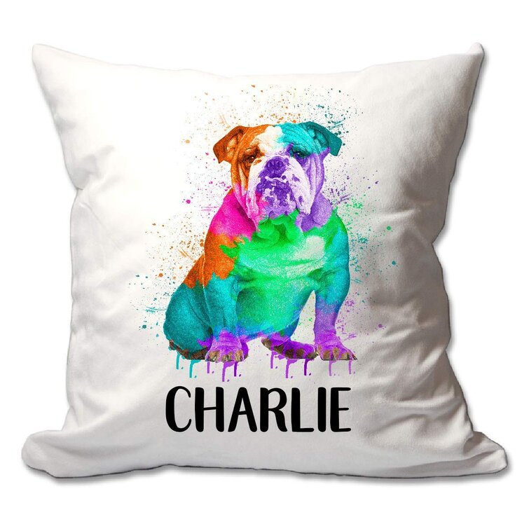 18" Watercolor Linen Throw Pillow Case French Bulldog Sofa Cushion Cover New 