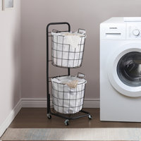 2-Tier Laundry Hamper with Rolling Lockable Wheels