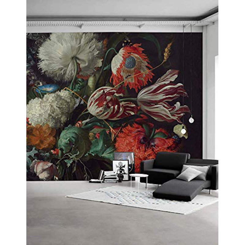 Ebern Designs Spero Tulip Flower Floral Textile Texture Wall Mural