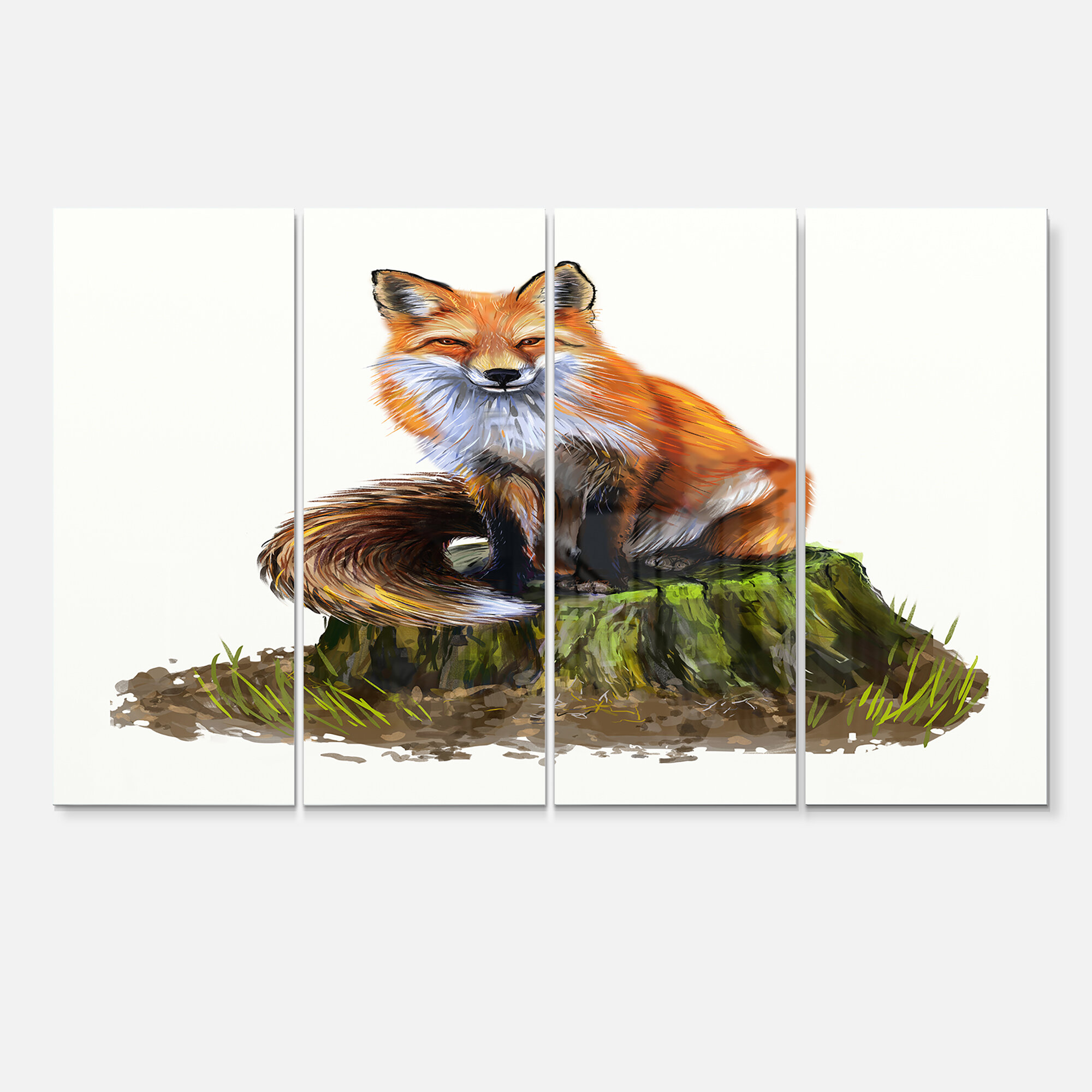 East Urban Home The Clever Fox Illustration - 4 Piece Unframed Painting on  Metal | Wayfair
