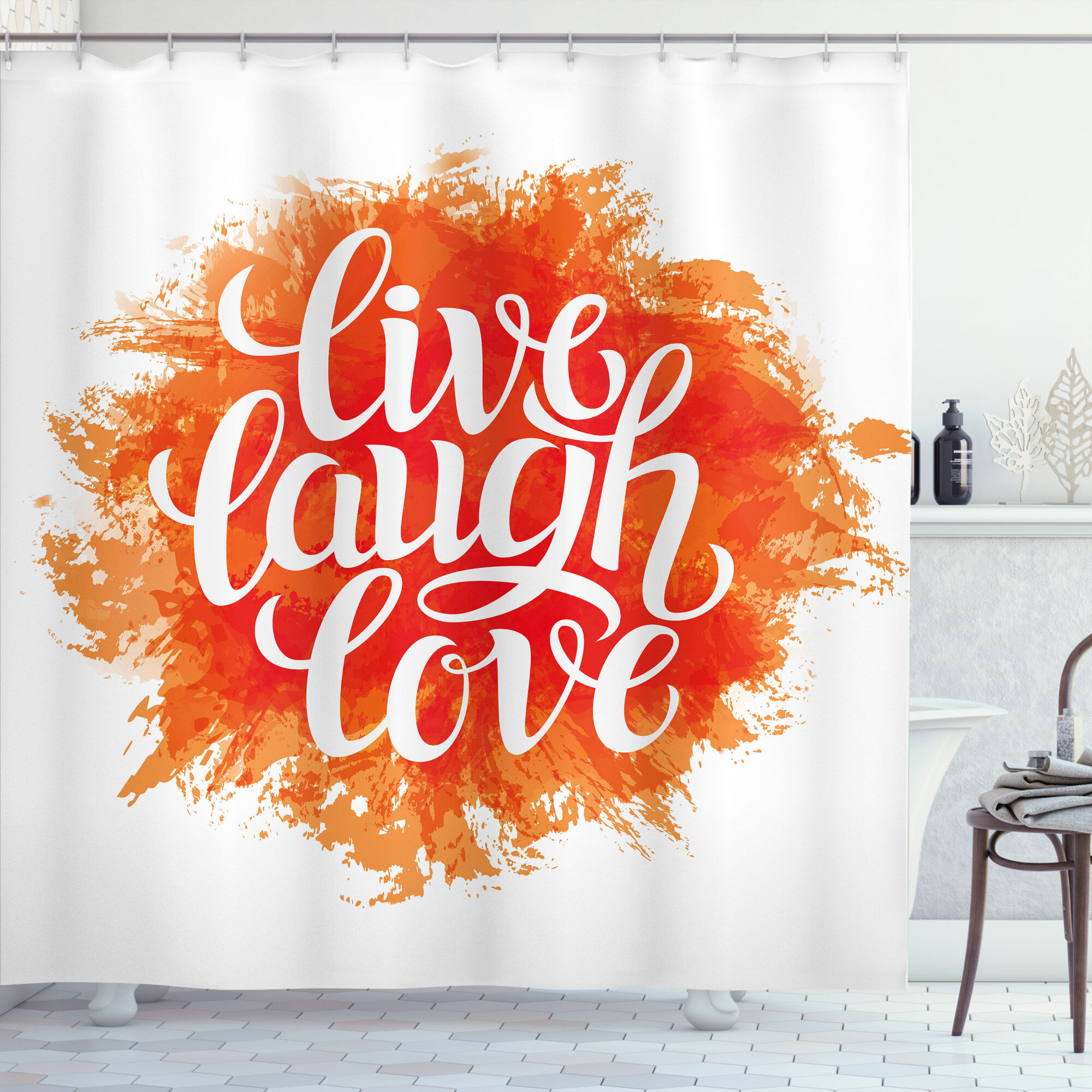 Set Of 12 Shower Curtain Hooks Live Laugh Love Flower Floral Bathroom Home Decor 