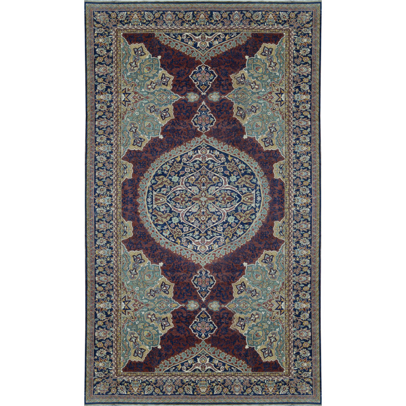 Bokara Rug Co Inc Oriental Hand Knotted Wool Red Navy Green Area Rug Wayfair