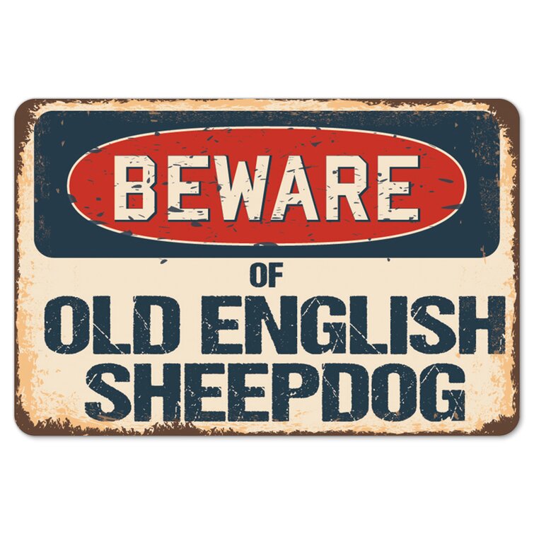 Beware Of Old English Sheepdog Rustic Sign SignMission Classic Plaque Decoration 