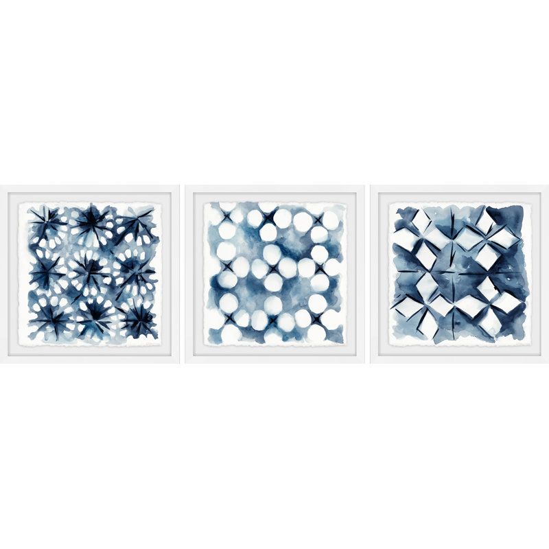 Trule Indigo Study Viii Triptych 3 Piece Picture Frame Print On Paper Reviews Wayfair