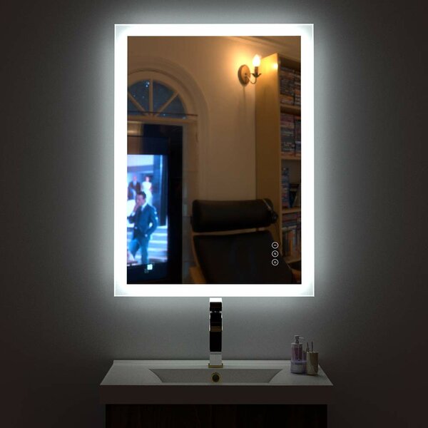 Kinwell 32x24 Inch Led Bathroom Wall Mounted Mirror With High Lumen Cri 95 Adjustable Color Temperature Anti Fog Dimmer Function Ip44 Waterproof Vertical Horizontal Wayfair