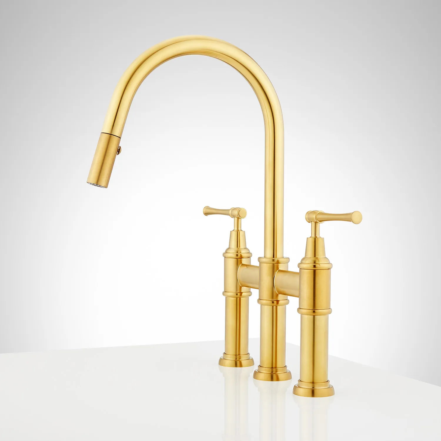 Signature Hardware Hurston Pull Down Bridge Kitchen Faucet with Side