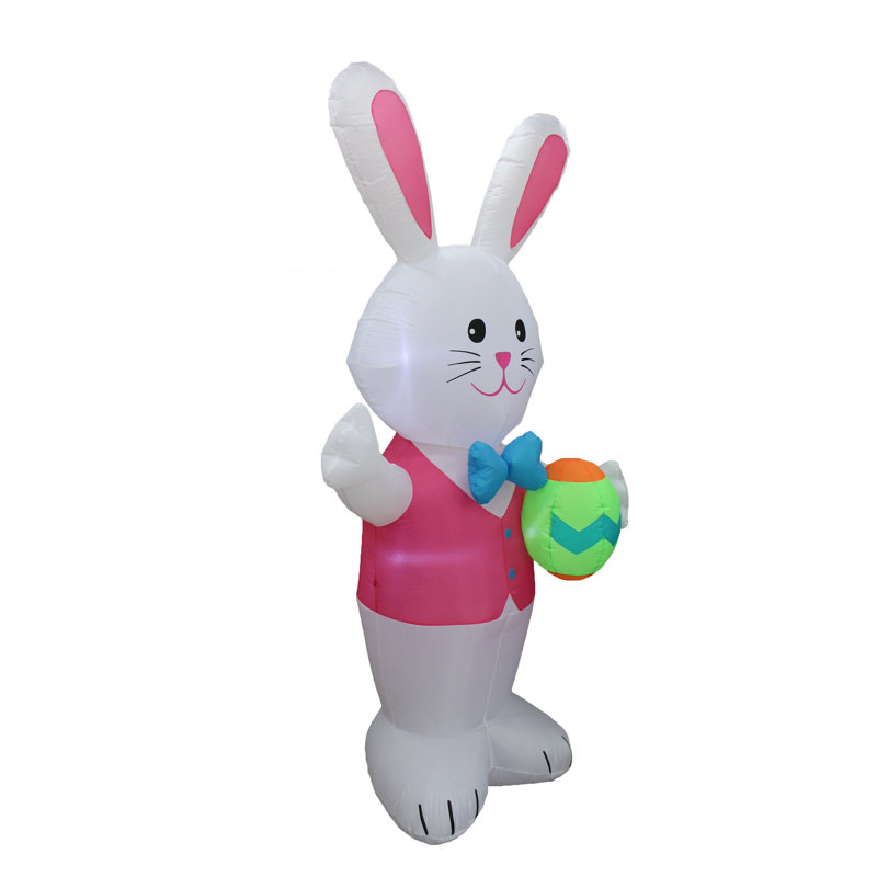 The Holiday Aisle 8 Foot Tall East Inflatable Blue Bow Tie Bunny