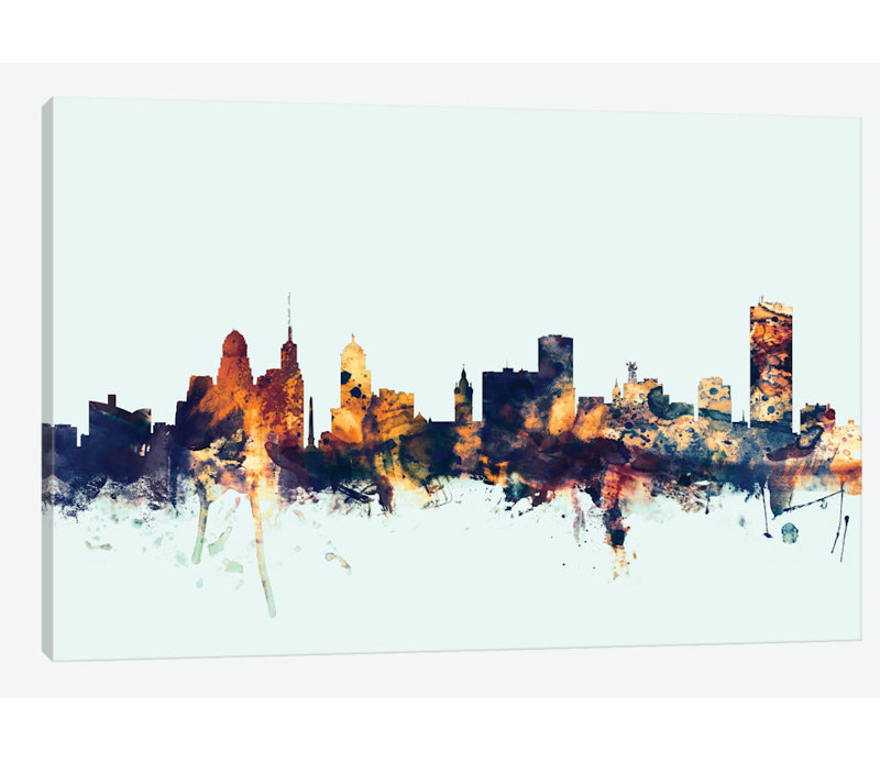 East Urban Home Skyline Series Buffalo New York Usa On Blue