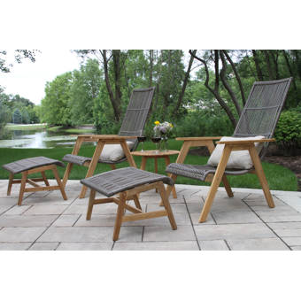 Baden Teak Patio Chair With Cushions And Ottoman Reviews Joss Main