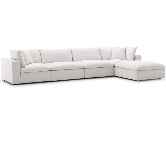 Commix Down Filled Overstuffed 5 Piece Sectional Sofa Set In Grey