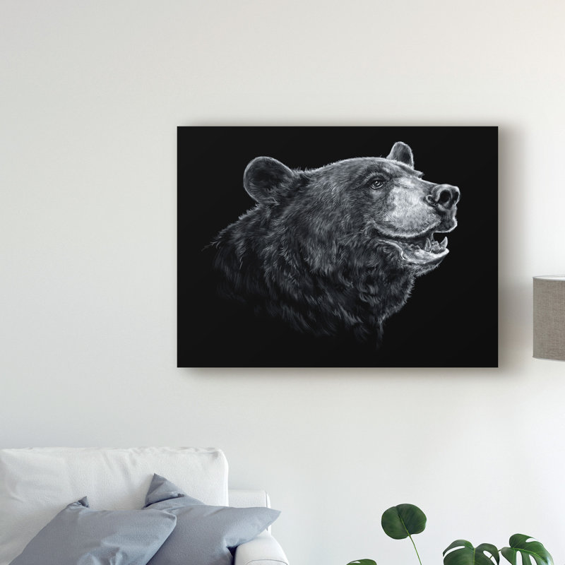 Millwood Pines Black White Black Bear Acrylic Painting Print On