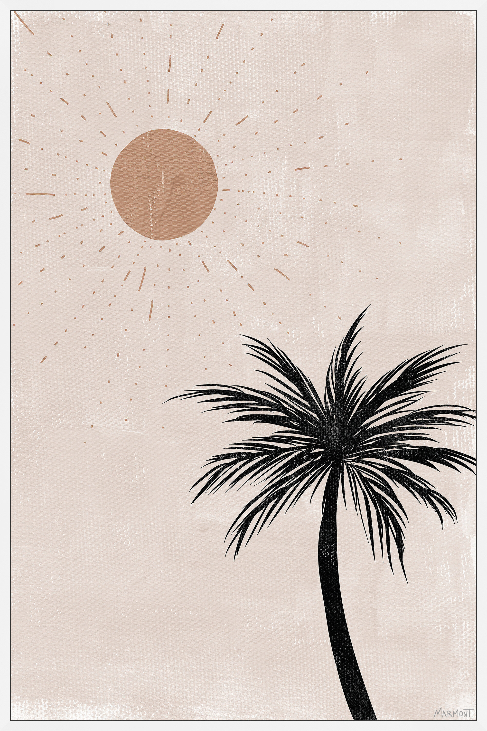 Orren Ellis Palm And Sun - Floater Frame Painting On Canvas 