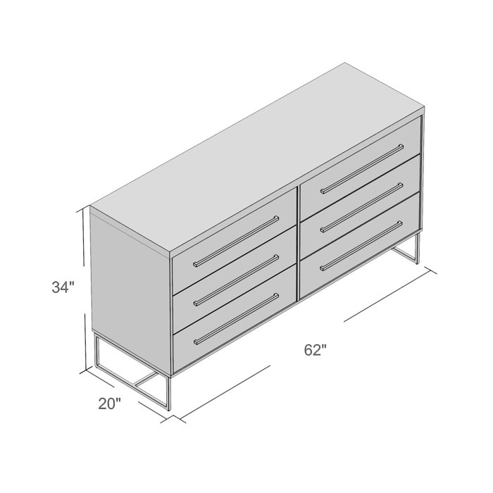 Three Posts Derwent 6 Drawer Double Dresser Reviews Wayfair Ca