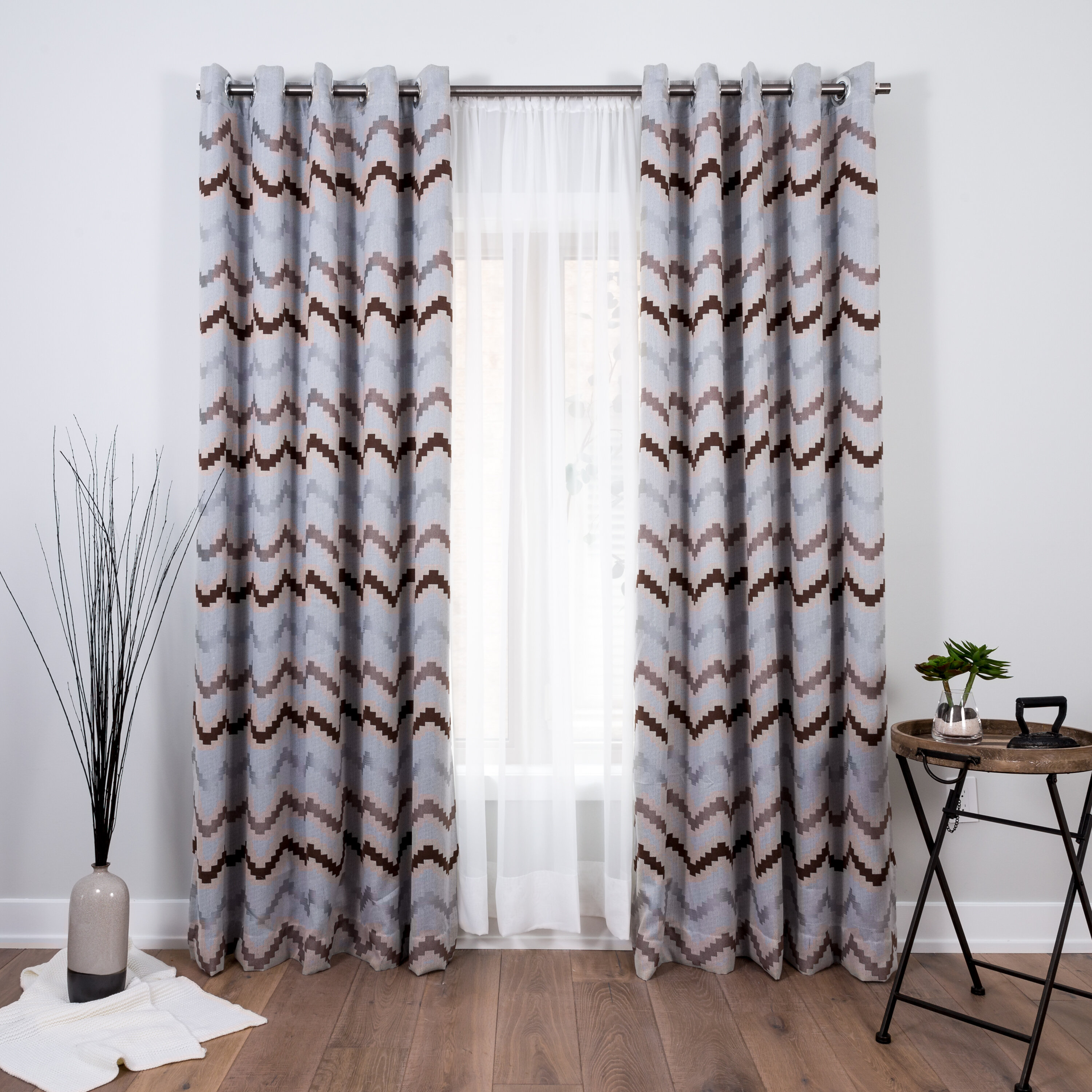 Latitude Run Javor Chevron Blackout Thermal Grommet Curtain Panels Wayfair