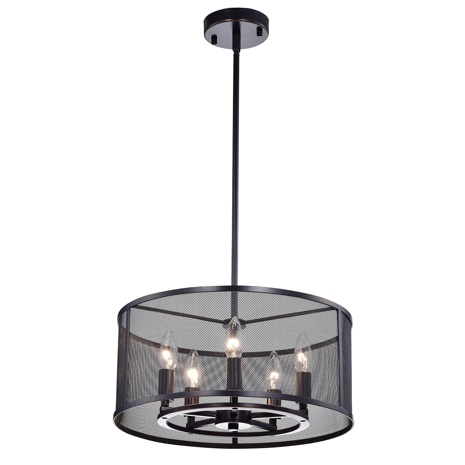 black mesh drum chandelier