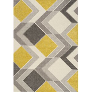 Wesley Cube Gray/Yellow Area Rug