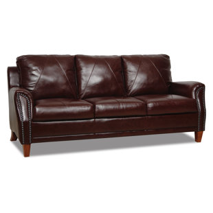 Dark Red Leather Sofa Wayfair Quickview