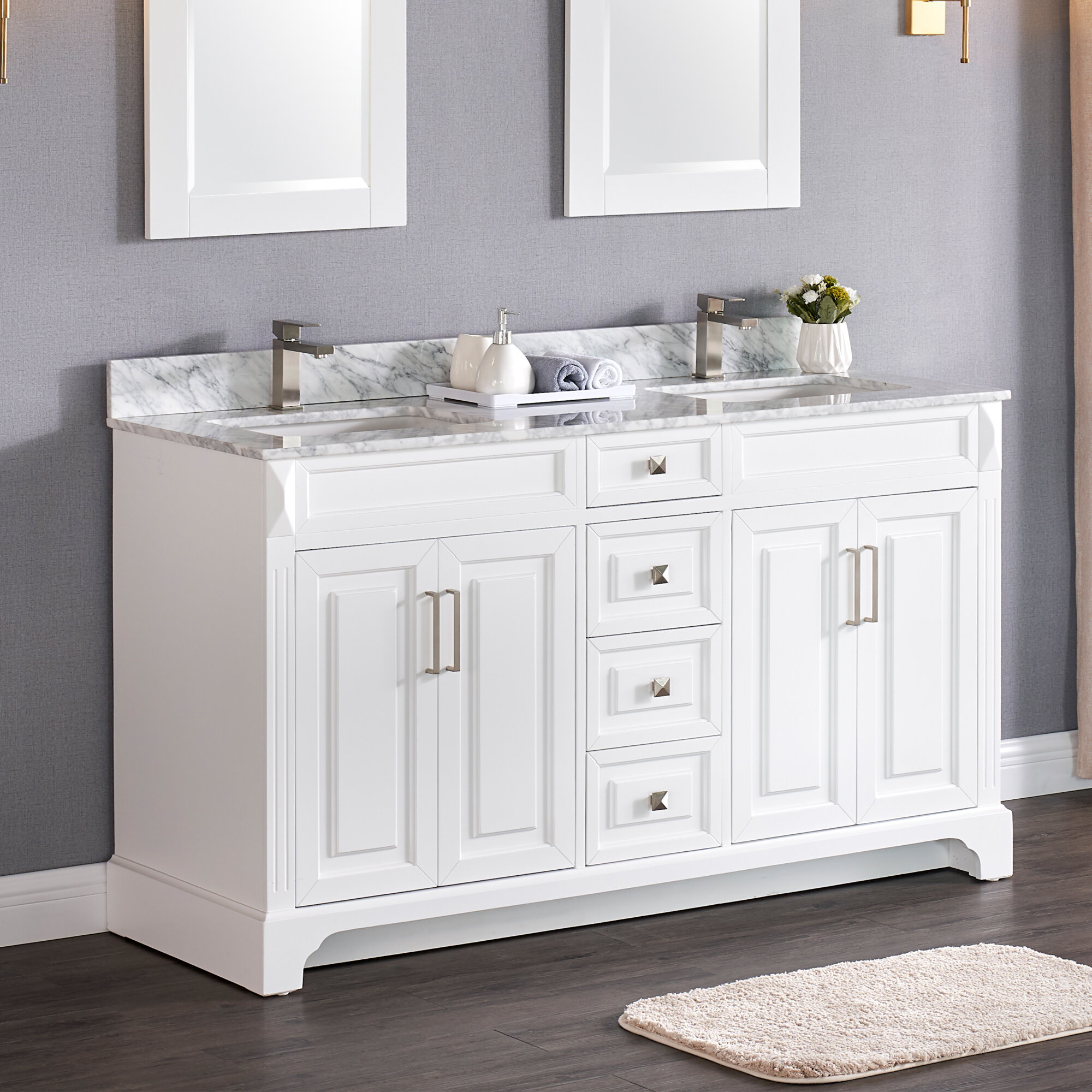 Charlton Home Exquisite Home 60 Double Bathroom Vanity Set Reviews Wayfair