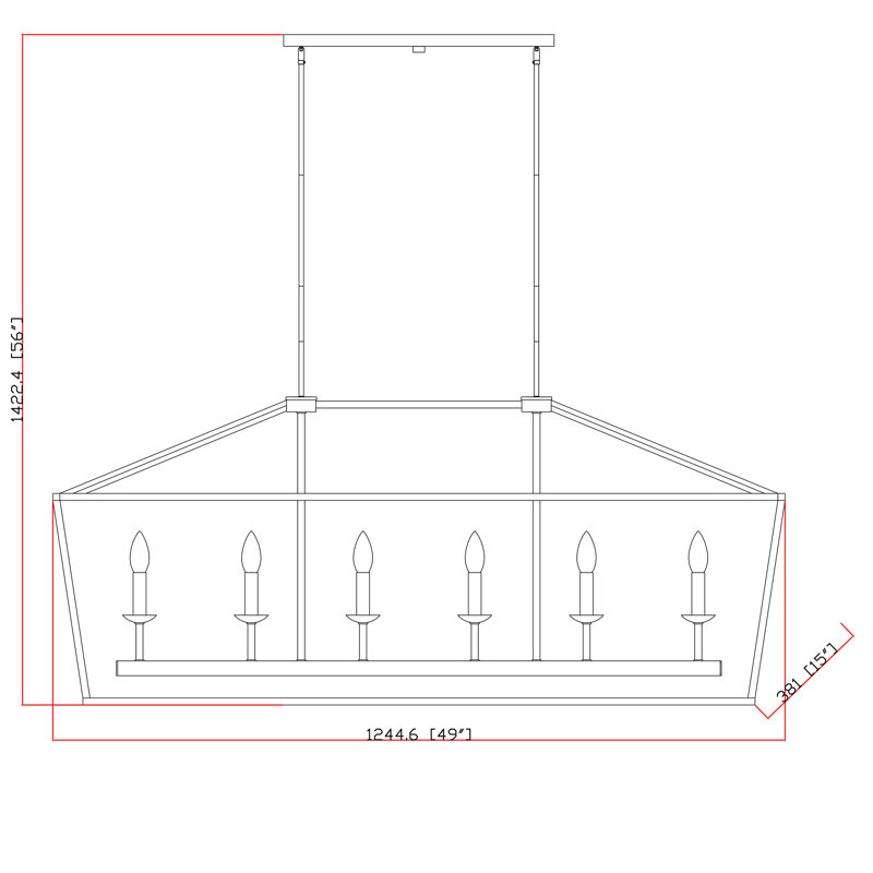 Alsager 6 Light Kitchen Island Linear Pendant